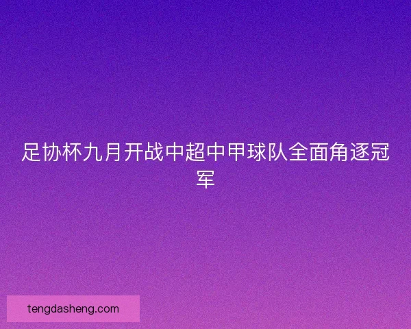 足协杯九月开战中超中甲球队全面角逐冠军